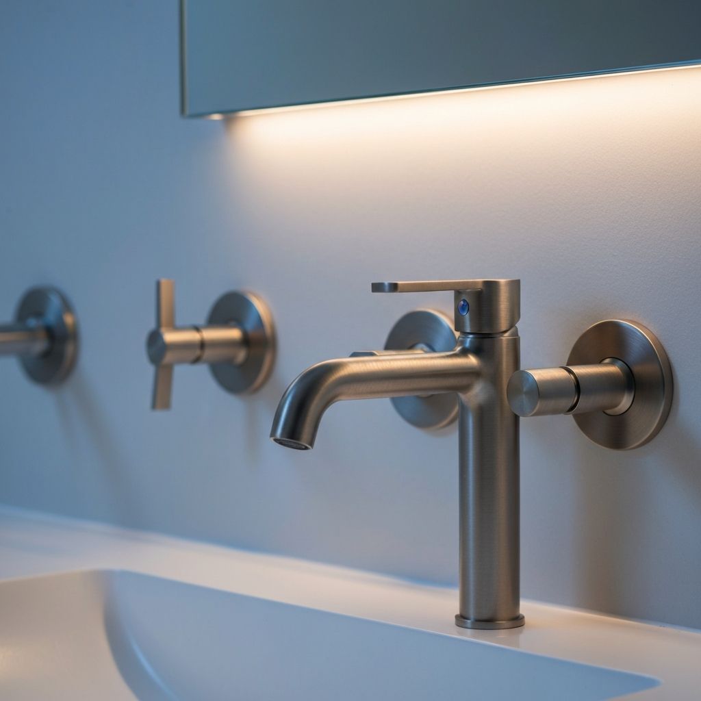 Modern residential bathroom with chrome fixtures